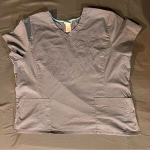 Scrubstar Women’s Scrub Top 3X Grey V-Neck Short Sleeve Pockets Nurse Uniform